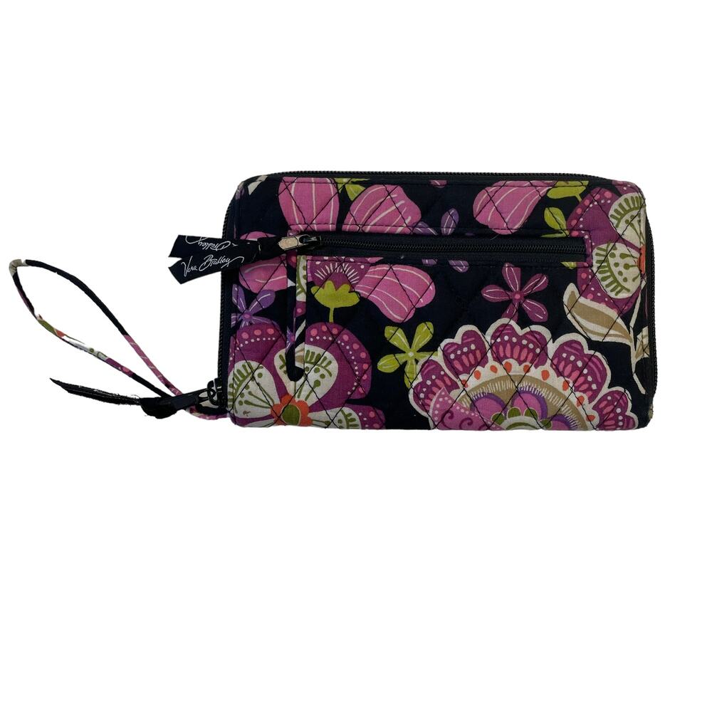 Vera Bradley Bi-Fold Zip Wristlet Wallet Floral Print Card Holder Purse
